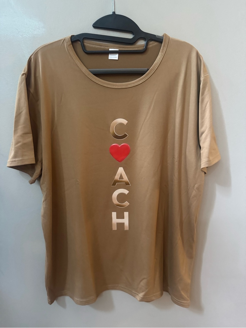 Tan Short-Sleeve Tee with XL Size Tag